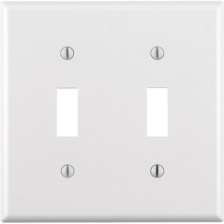 LEVITON White 2 gang Thermoset Plastic Toggle Wall Plate 88009-000